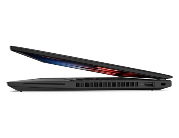 Góc nhìn bên phải laptop Lenovo ThinkPad T14 Gen 4 mở 15 độ.